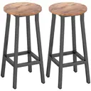 HOMCOM Bar Stools Set of 2, Industrial Breakfast Bar Stools with Footrest, Round Barstools, for Kitchen, Dining Room, Living Room, Brown image 0