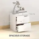 HOMCOM Bedside Table, Bedside Cabinet with 2 Drawers, Modern Side Table with Storage for Bedroom, Living Room, High Gloss White image 4