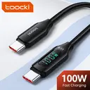 Toocki Câble USB-C 1 m 100 W charge rapide avec affichage LED compatible avec iPhone 17, 16, 15 Pro Plus, Pro Max Air, iPad Pro, Samsung Galaxy S24, S23, Switch, MacBook Air, Pixel image 1