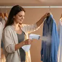 Aucma Handheld Garment Steamer,1500W High-Efficiency Steam,Steam Iron - 300mL Large Capacity Water Tank,Easily Removes Wrinkles,Lightweight Design,Suitable for Home,Office,and Travel, White, with 1 Fur Brush image 5