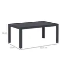 Outsunny Garden Coffee Table, Rectangular Patio Side Table with Steel Frame and Slat Tabletop for Outdoor, Balcony, 101.5 x 61cm, Grey image 2