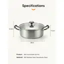 PURECOOK 304 Hot Pot Series | 304 Double | Bottom Hot Pot with Heat | Resistant Handle for Plain Broth image 7