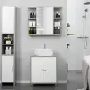 kleankin Under Sink Cabinet, Bathroom Vanity Unit, Storage Cupboard with Adjustable Shelves, White and Grey image 1