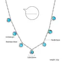 Silver Tone Stainless Steel Station Necklace with Blue Turquoise, 40+5cm Boho Charm Choker image 6