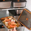 Maxcook 4pcs 316L Stainless Steel Food Container with Lids， Metal Food Container Bento Box， Snack Container set with Lid，Dishwasher & Freezer Safe  Rectangular 1600ml*4pcs MCFT9526, New Year Sale , Top gift picks image 5