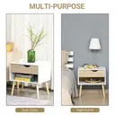 HOMCOM Bedside Table 1 Drawer Scandi White/Oak Effect image 2