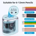 tenwin Electric Pencil Sharpener, Double Hole Battery Operated, for 6-12mm No. 2 / Coloured Pencils, Blue image 1