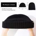 TOP-EX 100% Merino Wool Short Fisherman Beanie Hats for Men Women Warm Winter Hats M/L Black image 2