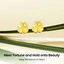 ochama Boucles d'oreilles Lucky Clover en or 999‰ avec diamant de culture biologique image 3