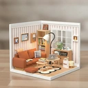 Robotime Rolife Cozy Living Lounge DIY Miniature House Kit 16.3x16.3x15.2cm 1PC,Home decoration, bookshelf decoration,Craft Gifts for Adults and Teens,Educational toys image 6