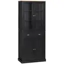 HOMCOM Buffet meuble cuisine rangement armoire de cuisine 4 portes dont 2 portes vitrées et 1 tiroir hauteur 182,5 cm avec étagères réglables - noir image 0