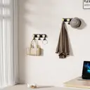 KAPANOU dual Coat Hooks Wall Mounted 2 Pack 6 Hooks， Vintage Brown Rubberwood Coat Rack with Sturdy Black Metal Hanger for Jackets， Towels Or Hats， Decorative Hooks for Bathroom， Bedroom， Entryway, New Year Sale , Top gift picks image 3