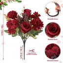 Yuejia 2Pcs 13in/33cmArtificial Flowers Like Real Artificial Bouquet Silk Artificial Roses Bouquet with Daisy Chrysanthemum Pink Flowers for Centerpiece Table Wedding Party Home Decor(red) image 1