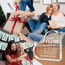 Alphynix 1 pc plaque en cristal cœur, "MON FRÈRE" cadeau français avec motif couronne et étoiles, Souvenir frère émouvant avec message "Je t'aime pour toujours", Cadeau d'encouragement pour frère image 5