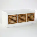 Interiors by Premier Storage Unit Bench Portsmouth 3 Drawer White/Natural image 1