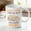 Alphynix 1 Mug blanc 33cl avec "Parfois il me faut toute la journée pour ne rien faire" Spruch & Chat endormi, cadeau de Noël ou Thanksgiving détendu,Le cadeau de la saint-valentin, cadeau d’anniversaire image 1