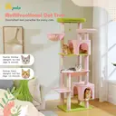 PAWZ Road Arbre à chats de plusieurs étages avec hamac, niche, paniers griffoir et 13 poteaux en sisal de 11 cm de diamètre, rose et vert - 170 cm image 7