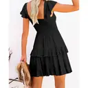 Women's Summer Ruffle Dresses Elastic Empire Waist A-line Layered Swing Flowy Mini Dress (Black, M) image 1