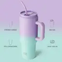 Bottle Bottle 40 oz Stainless Steel Vacuum Tumbler with Handle and Straw, Purple Green image 3