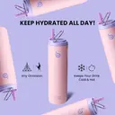 Bottle Bottle Stainless Steel Insulated Sports Water Bottle 700ml with Straw, Lid, and Handle (Peach) image 2