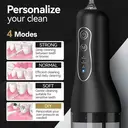 Sunluxy Portable Wireless Water Flosser – 140PSI High-pressure Pulsed Water Stream, 4 Modes, 260ml Detachable Tank, 50-Day Battery Life, Smart Memory Function, Equipped with 3 Types of Nozzles, Lightweight Design for Travel, L5 Black image 2