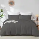 LeBonsoir Dark Gray Bedding Duvet Cover Set，200x200cm/50x75cmx2 Breathable Durable Soft Comfy， with Zip， 3 Pieces， Includes 1 Duvet Cover & 2 Pillowcases，NO Comforter image 1