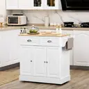 HOMCOM Kitchen Island with Storage, Rolling Kitchen Cart with Adjustable Shelf, Drawers and Cabinets, 110 x 45 x 89cm, White image 1