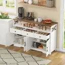 Buffet De Cuisine Avec Rangement-meubles De Cuisine Bas Avec 4 Portes Et 3 Tiroirs-Blanc image 1