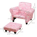 HOMCOM Toddler Chair Children's Armchairs Wood Frame w/ Footrest Anti-Slip Legs High Back Arms for Bedroom Playroom Cute Clou image 8