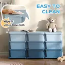 HOMCOM 9 Drawers Plastic Storage Units, 3 Tier Kids Storage Units, Children Toy Chest for Nursery, Playroom, Bedroom, Blue image 5