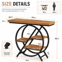LANTINE Table console industrielle avec cadre géométrique métallique et plateau épais brun rustique - 100 cm image 2
