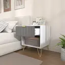 HOMCOM Bedside Table with Drawer, Modern Bedside Cabinet with Open Compartment and Handle, Bedside Drawers for Bedroom, Living Room, White image 7