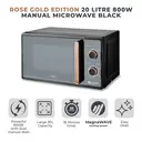 Tower Cavaletto Manual Microwave - Black & Rose Gold, 20L, 800W, with 5 Power Levels & 35 Minute Timer, T24038RG image 1