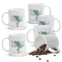 Alphynix 1pc 11oz White Ceramic Mug Featuring Intricate Dragonfly & Floral Design with Handwritten Quote, Thoughtful Birthday Gift image 0