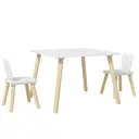 AIYAPLAY 3 Pieces Toddler Table and Chair Set, Kids Desk and 2 Chairs Set with Cute Bunny Ear Backrest, Wooden Legs, for Nursery, Playroom, Classroom - White image 0