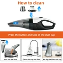 ATSHARK Handheld Vacuum Cleaner, 8000Pa Strong Suction, Lightweight and Portable, Wireless Charging, Can Use Car Power Charging, Suitable for Home, Car, Carpet, Stairs, and Pet Hair Cleaning, A-081, White image 7