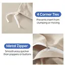 MEEALLHOME Parure de lit en flanelle lavée beige - 1 housse 155 x 220 cm et 2 taies 80 x 80 cm image 7