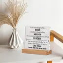 【3 € de réduction dès 10 €】Alphynix 1 pièce Plaque de reconnaissance à triple rôle, « BOSS MENTOR & LEADER LIKE YOU » Support d'affichage en acrylique avec base en bois, Cadeau parfait pour la retraite ou la promotion d'un manager image 8
