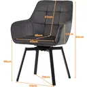 CLIPOP Single Dining Chair Velvet Padded Seat 360°Swivel Armchair with Backrest and Metal Legs,Rotatable Desk Chair for Home Office/Living Room/Bedroom 0199-s velvet deep grey 54*59*83 cm image 2