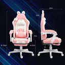 HOMCOM Gaming Chair for Adults with Cat Ears, Faux Leather Reclining Computer Chair with Footrest, Lumbar Support and Headrest, Height Adjustable Swivel Seat, Pink image 2