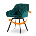 CLIPOP 360° Swivel Dining Chair Velvet Upholstered Desk Chairs without Wheels Ergonomic Office Chair with Arms and Metal Legs for Home Study 0197-s deep green 54.5*46*80 cm image 0