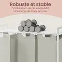 JOYFURNOS Panier à linge, Corbeille à linge à 3 compartiments, Sacs intérieurs coulissants et amovibles, Trieur de vêtements, Cadre en métal, 3 x 40 L, 92,5 x 33 x 72 cm, Blanc crème et blanc mat image 7