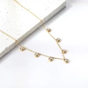 18K PVD Gold Stainless Steel Half-Pearl Station Necklace, 40+5cm Dainty Beaded Choker image 1