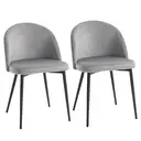 HOMCOM Dining Chairs Chic Velvet Grey/Black 2pcs image 0