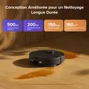 Roborock Q10 S5 Robot aspirateur laveur, puissance d’aspiration HyperForce de 10 000 Pa, double système anti-emmêlement, fonction de lavage avec relevage automatique, idéal pour les poils d’animaux, les tapis et les sols durs (Noir) image 4