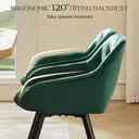 CLIPOP 360° Swivel Dining Chair Velvet Upholstered Desk Chairs without Wheels Ergonomic Office Chair with Arms and Metal Legs for Home Study 0197-s deep green 54.5*46*80 cm image 1