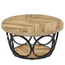 Tribesigns Round Coffee Table, 80 cm Round Wooden Table, Farmhouse Large Round Living Room Table with 2 Levels Storage, Modern Simple Brown Tea Table (Wood Grain) image 0