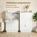 HOMCOM Bureau Pliant, Bureau Informatique avec Plateau Rabattable, Étagères de Rangement et Placard, Style Moderne, 80 x 30 x 128 cm, Blanc image 3