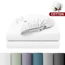 LeBonsoir 135x190cm Fitted Sheet， 30CM/12Inch Deep Pocket - 100% Cotton， No-Pop Off Elastic， 1 Fitted Sheet Only-White image 0