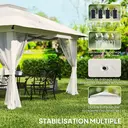 Outsunny Tonnelle de jardin extérieur barnum de jardin pop-up tente pliant 4 x 4 m double toit protection UV 50+ 4 moustiquaires, 4 sacs de sable, 1 sac de transport tissu Oxford métal blanc image 6